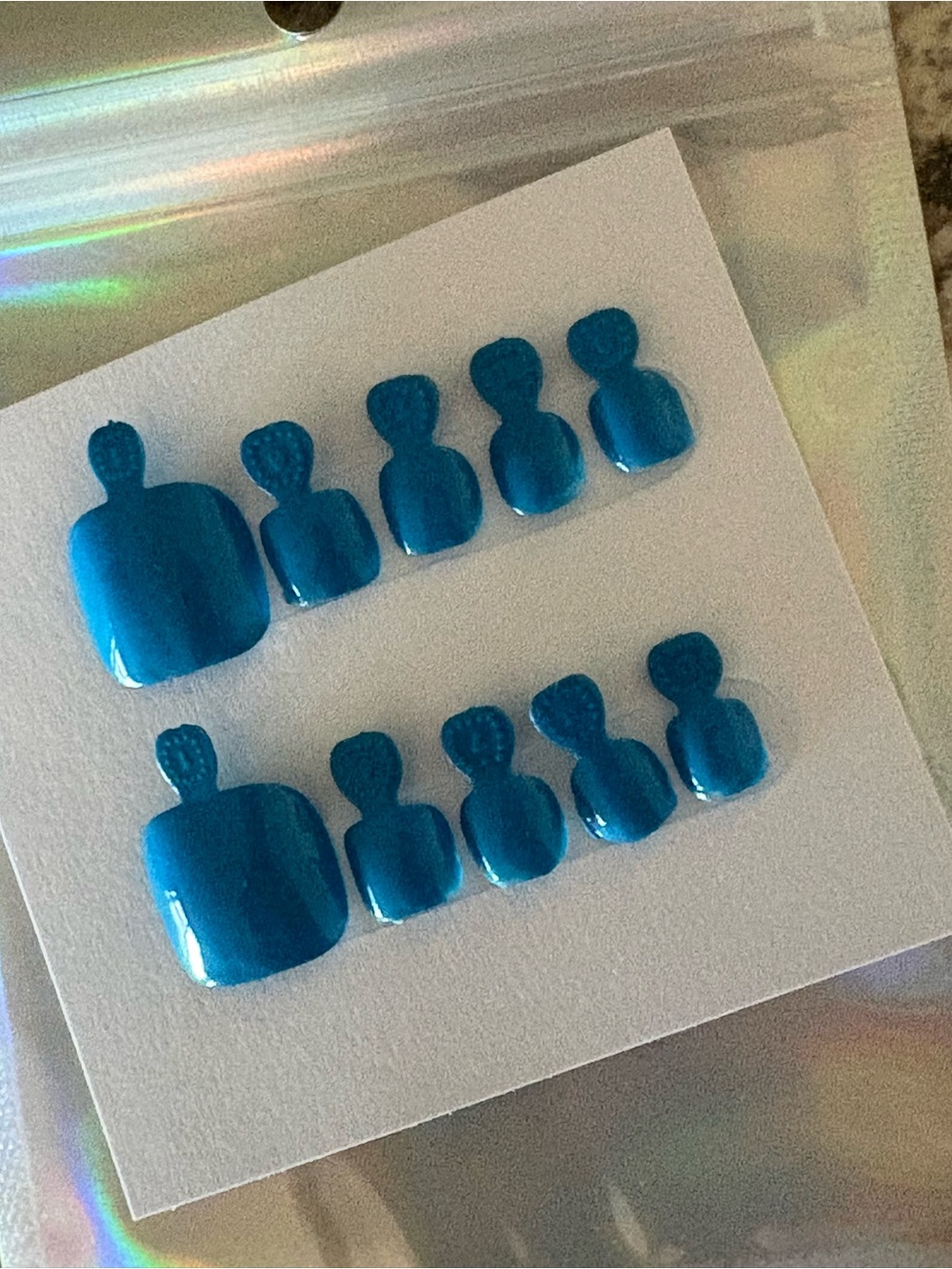 Teal Blue Press-On Toe Nails -